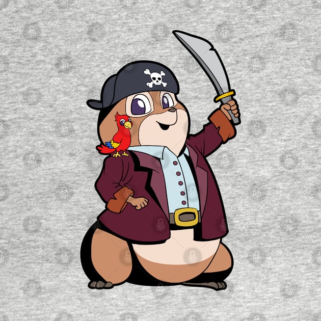 Captain Hamster - Pirate Gold Hamster by Modern Medieval Design